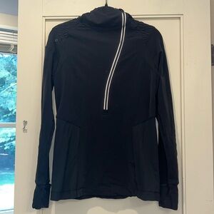 Lululemon 10 Black Asymmetric Zip Hooded Long Sleeve
